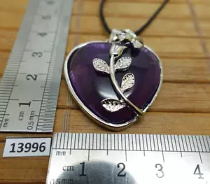 Pendentif AMETHYSTE coeur en pierre naturelle - collier reiki lithotherapie - Picture 1 of 3