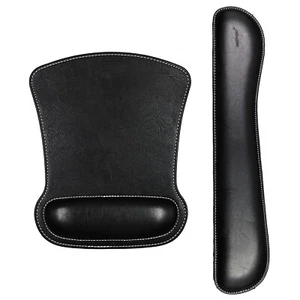 Ergonomic Leather Keyboard Wrist Pad & Mouse Pad Wrist Support Set - Black - Picture 1 of 5