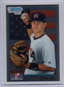 Chris Okey Baseball Card Rookie RC Topps Bowman Chrome Cincinnati Red Clemson 
