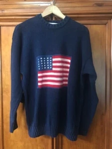 Herren Flag Pullover, XL blau Polo Style, Vintage John Ashford, Baumwollmischung - Bild 1 von 6