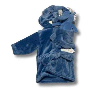 NWT Little Treasures Baby Plush Bathrobe & Matching Stuffed Elephant Size 0-9 mo - Picture 1 of 2