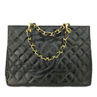 CHANEL Quilted CC Logo Patent Leather Chain Tote hand Bag Black/2Z0828
