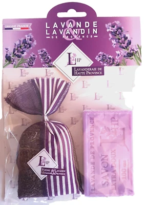LAVANDERAIE DE HAUTE PROVENCE Provence Lavendel Geschenkset Lavendelseife + Duftsäckchen Lavendelblüten