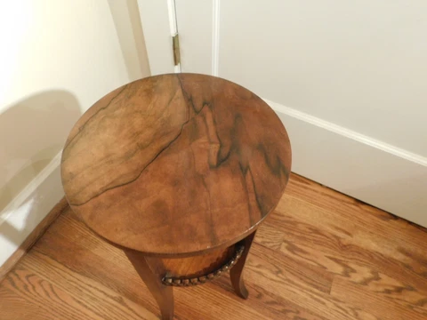 Mid-Century Baker Furniture Company Signed Round Burl Accent Table Cover