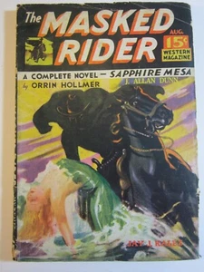 Masked Rider Western Pulp v. 1 #3, Aug. 1934 VG Iconic Saunders Pulp Cover! HTF! - Picture 1 of 7