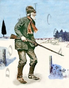 ANTIQUE REPRODUCTION 8X10 COVER ART PHOTO PRINT OLD MAN HUNTING W/ MUZZLELOADER - Picture 1 of 1