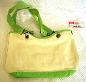 Thirty-One - Natural With Green (Retired) - Canvas Crew Mini Tote Bag - Picture 1 of 6