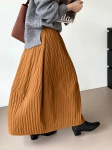 Japonesa Mujer Otoño Invierno Acolchado Cálido Cintura Alta Falda Suelta Informal - Imagen 1 de 18