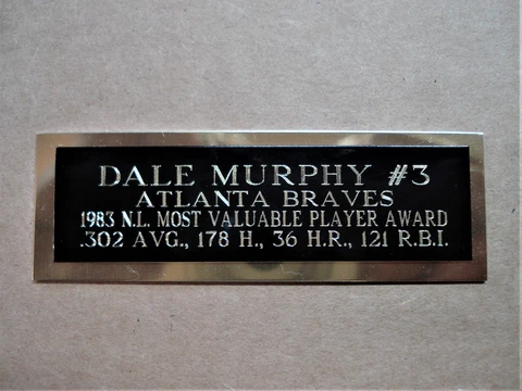 Dale Murphy Braves 1983 NL MVP Award Baseball Card Plaque Nameplate 1" X 3" Cover
