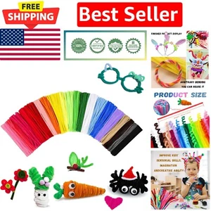 Chenille Stems Arts & Crafts Bulk - 200 Assorted Craft Pipe Cleaners for DIY Fun - Picture 1 of 8