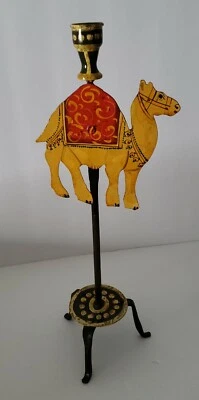 Hand Crafted CAMEL Metal Candle Holder Stand 16" TALL from India - Image 1 of 4