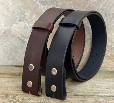 Handmade Men's Belt Strap Full Grain Leather Without Buckle 1-1/2 Wide - Image 1 of 4