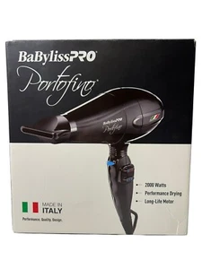 BaBylissPro Portofino Hair Blow Dryer 2000W BPOR1 Ion Nano Titanium Italy Black - Picture 1 of 2