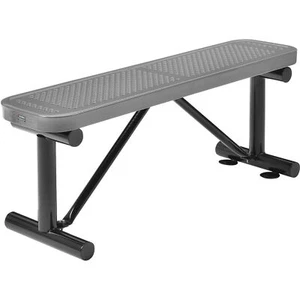 48"L Outdoor Steel Flat Bench Expanded Metal Gray - Picture 1 of 8