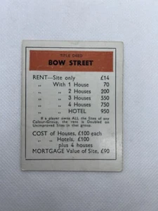 Monopoly Spare Replacement Card - Bow Street - Picture 1 of 2