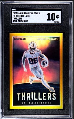 2023 Rookies And Stars Ceedee Lamb Thrillers Gold Parallel /10 SGC 10 Case Hit - Image 1 of 4