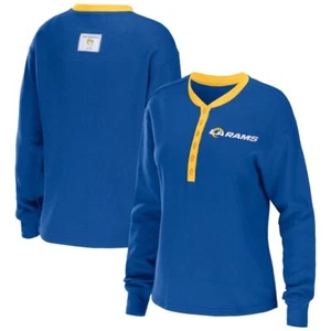 WEAR NFL Womens Los Angeles Rams Waffle Henley Long Sleeve T-Shirt Size Xl - Picture 1 of 3