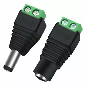 1 Pair Male & Female 5.5mm x 2.1mm DC Power Connector Jack Plug 12V 24V - Picture 1 of 4