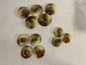 Vintage Large Bakelite Buttons ~ Jacket/Coat ~ set of 12 ~ Marbled Brown - Picture 1 of 2