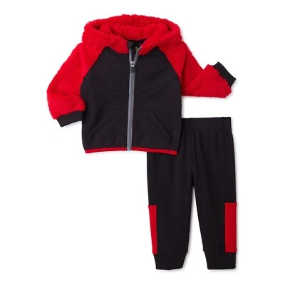 Conjunto de sudadera con capucha y pantalones Sherpa imitación bebé niño Athletic Works 2 piezas talla 12 meses Foto 1 de 4