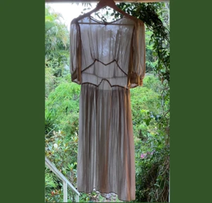 1930's Vintage Tea Dress Sheer Chiffon Crepe Size Small Handmade Below Knee - Picture 1 of 8
