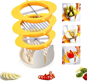 3-In-1 Egg Slicer with Blades, Stainless Steel Egg Cutter for Hard Boiled Eggs, - Picture 1 of 7
