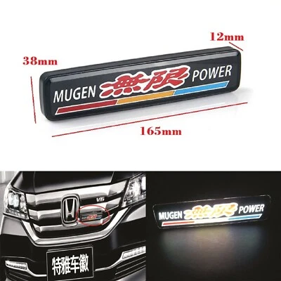 1Pcs JDM Mugen LED Light Car Front Grille Badge Emblam Illuminated Decal Sticker - Image 1 of 4