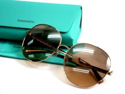 Tiffany & Co. Gold-Framed Gradient Mirror Lens Wellington Atlas Sunglasses e120 - Image 1 of 4