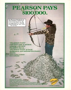 VINTAGE 1983 Pearson Products Bogenschießen Verbundbogen Jagd Druck Anzeige - Bild 1 von 1