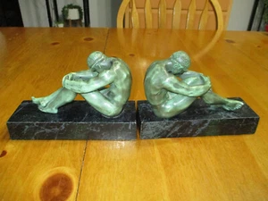 Rare Vintage RONSON Art Deco Greek Athletic Bookends,Nude Men,Awesome Pieces - Picture 1 of 15