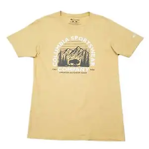 COLUMBIA SPORTSWEAR Yellow T Shirt Tee Short Sleeve Cotton Mens M - Picture 1 of 7