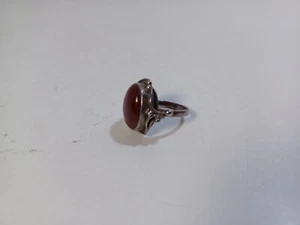 Sterling Silver 925 Vintage Baltic Amber Ring Size 6.5 Modern Chunky Dome Unique - Picture 1 of 5