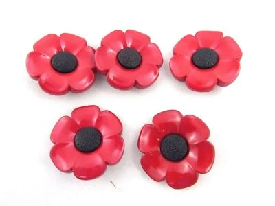 38mm POPPY BUTTONS - PLASTIC with SHANK - Image 1 of 4