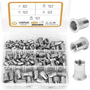 VIGRUE 185Pcs SAE Rivet Nuts 304 SS Threaded Insert Nutsert Kit - Picture 1 of 5