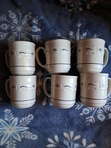 Longaberger Woven Traditions blau 4 1/2" hoch 12 Oz. Kaffeetassen (6) - Bild 1 von 7