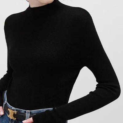 Suéter de lana de cuello alto para mujer suéter de invierno manga larga suéteres de punto Foto 1 de 4