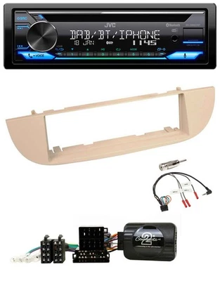JVC Bluetooth Lenkrad USB DAB CD Autoradio für Fiat 500 ab 2007 perlgrau beige - Bild 1 von 4