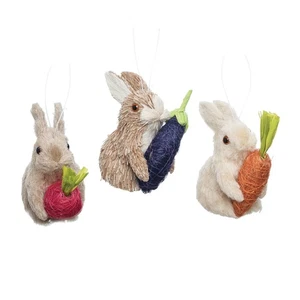 Rabbit Easter Spring Decorative Hanging Tree Ornament Set of 3 - Picture 1 of 3