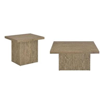 Juego de mesa de centro de cóctel Coaster Devar cuadrada de madera de ingeniería de 2 piezas en latte Foto 1 de 4