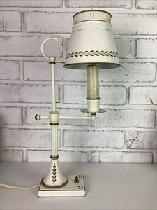 Vintage 1950s Tole Painted Gold on White Lamp - Picture 1 of 17