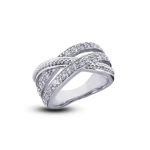 1/2 CTW E VS2 Round Cut Earth Mined Certified Diamonds 14k Gold Anniversary Ring - Picture 1 of 3