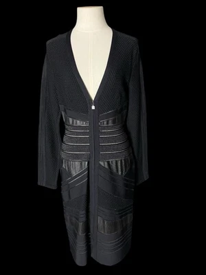 Herve Leger повязка платье средний черный бисером и кожи длинным рукавом - Изображение 1 из 4