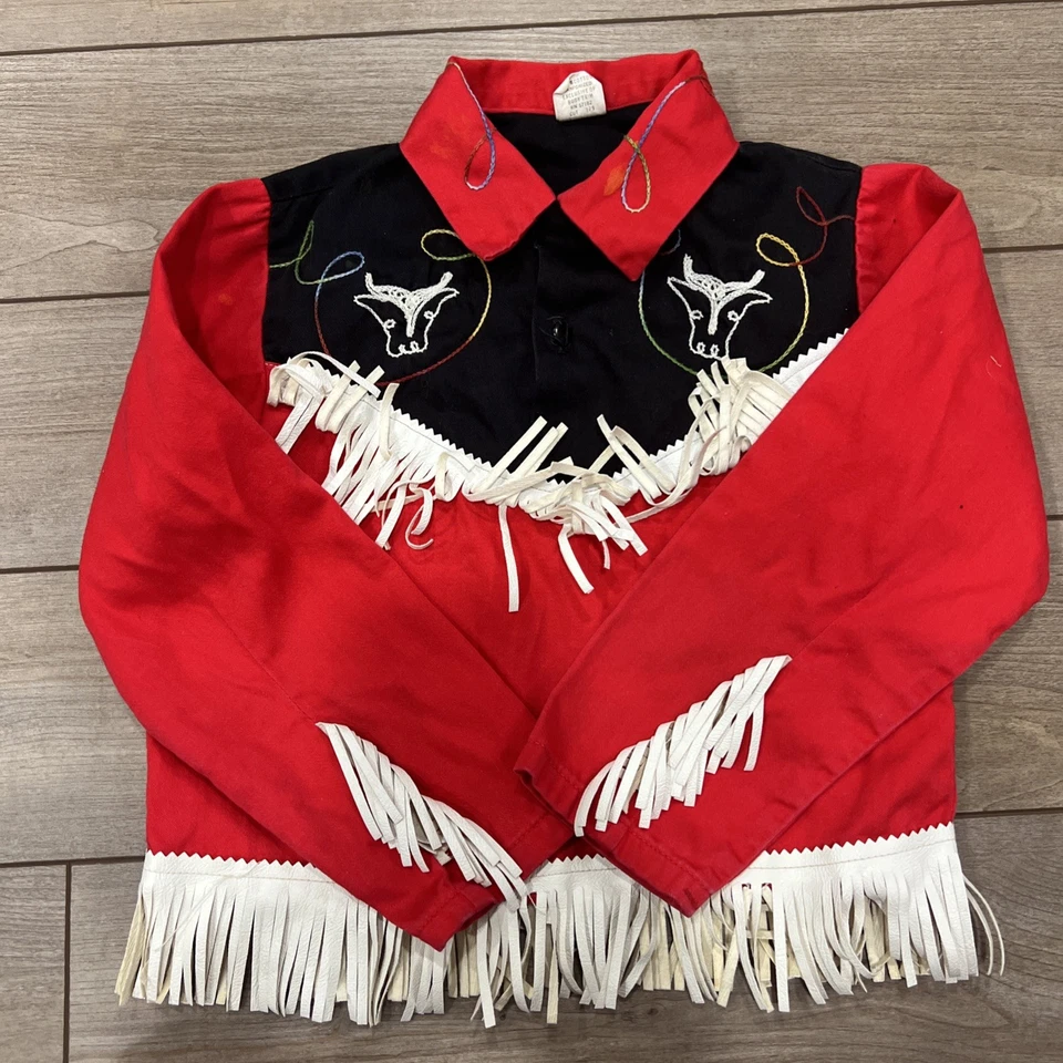 Roupa de cowboy ocidental vintage Walls of Texas masculina com franja bordada tamanho 6/7 - Imagem 1 de 4