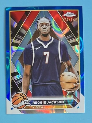 2023-24 Topps Chrome #168 Reggie Jackson Blue Lava Refractor /149 Denver - Image 1 of 2