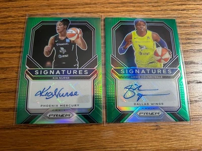 2021 Panini Prizm WNBA Signatures Arike Ogunbowale Kia Nurse WNBA Green Prizm - Image 1 of 2