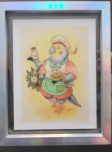 Obra de arte original de Nicole Gustafsson Gouache Bird con Snickerdoodles 6x8" firmada - Imagen 1 de 6