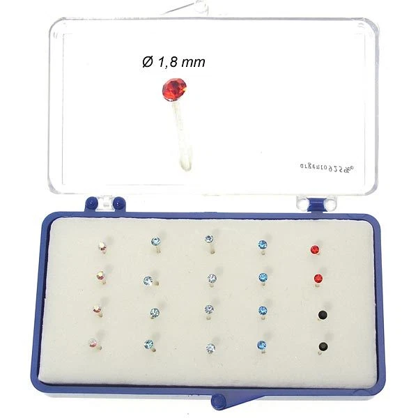 1 Orecchini Piercing Naso Nasini Argento 925 cristallo colorato 1,8 mm - Immagine 1 di 1
