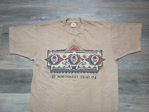 Grateful Dead vtg T Shirt 1994 Northwest Dead Totem Poles Native art L RARE tan - Picture 1 of 9