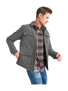 Lucky Brand Grindle Four Pocket Jacket Mens M Gray Black Utility Wool Blend-NEW - Picture 1 of 8