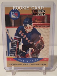 1990 Pro Set Rookie Goals Against Average Leader RC Mike Richter #398 NYR - N - Picture 1 of 3